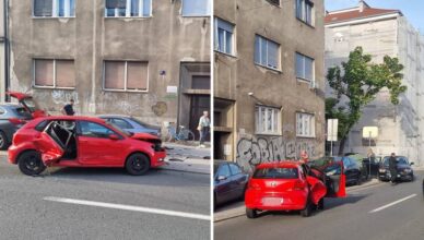 VIDEO Krš i lom u Zagrebu: Sudarila se dva automobila, oštetili su još dva parkirana