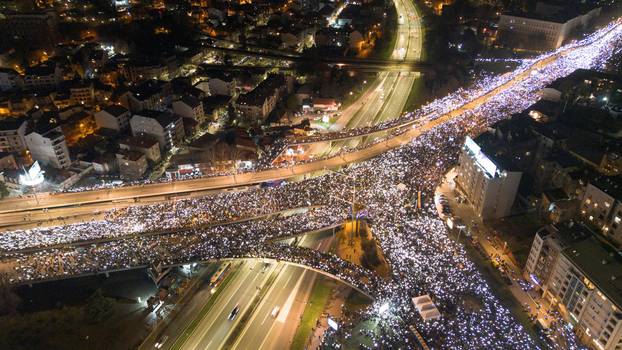 Anti-government protest over the fatal railway station roof collapse, in Belgrade